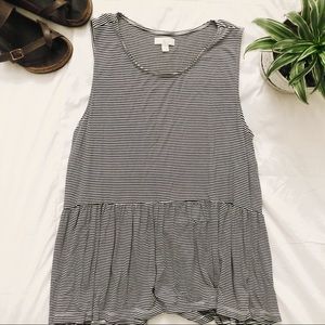 Striped peplum/ruffle tank